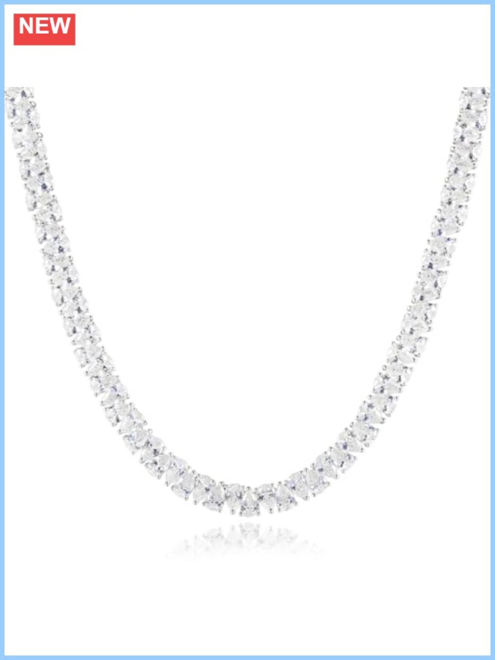 Pear Cubic Zirconia Tennis Necklace 18k Gold Plated Chain Gift